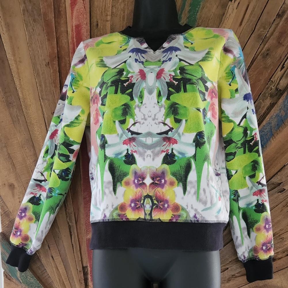 Prabal Gurung for Target floral print vibrant colors Sweatshirt Sz S